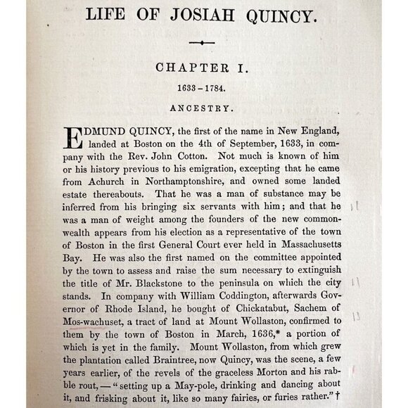Life Of Josiah Quincy 1868 Victorian Edmund Quincy HC 1st Edition 2nd Print WHBS - Picture 7 of 8